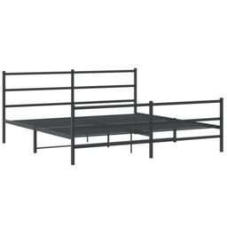 Berkfield Home Metal Bed Frame without Mattress with Footboard¬†Black 193x203cm in Black - Size: 193x203 cm - thumbnail 3