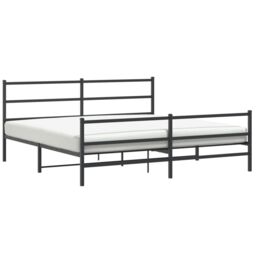 Berkfield Home Metal Bed Frame without Mattress with Footboard¬†Black 193x203cm in Black - Size: 193x203 cm - thumbnail 2