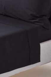 Homescapes Egyptian Cotton Flat Sheet 200 Thread Count in Black - Size: Double Flat - thumbnail 1