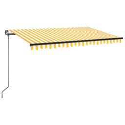 Berkfield Home Manual Retractable Awning with LED 400x350 cm Yellow & White - thumbnail 1