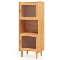 VOGREX Natural 3-Cube Bamboo Storage Display Cabinet