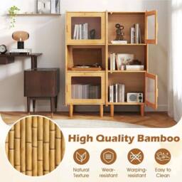 VOGREX Natural 3-Cube Bamboo Storage Display Cabinet - thumbnail 5