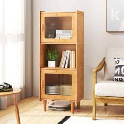 VOGREX Natural 3-Cube Bamboo Storage Display Cabinet - thumbnail 4
