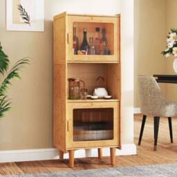 VOGREX Natural 3-Cube Bamboo Storage Display Cabinet - thumbnail 6