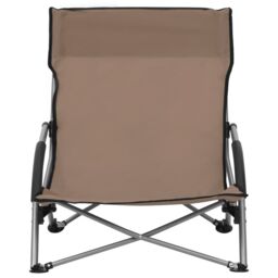 Berkfield Home Folding Beach Chairs 2 pcs Taupe Fabric in Beige - thumbnail 3
