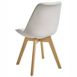 Wyld and Coco Set of 2 Off-White Fabric Dining Chairs Padded Seats Beechwood Legs in White - thumbnail 6