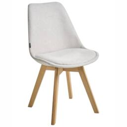 Wyld and Coco Set of 2 Off-White Fabric Dining Chairs Padded Seats Beechwood Legs in White - thumbnail 3