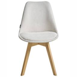 Wyld and Coco Set of 2 Off-White Fabric Dining Chairs Padded Seats Beechwood Legs in White - thumbnail 5