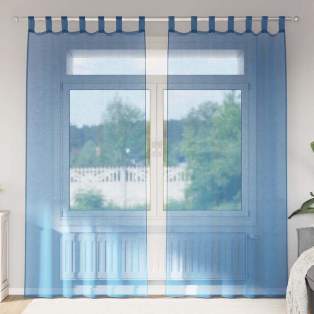 Berkfield Home Voile Curtains with Rod Pockets 2 pcs Royal Blue - image 1