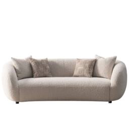 HOME LUXE INTERIOR Milano 3-Seater Cream Bouclé Sofa - Modern Curved Design with Pillows - thumbnail 1