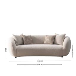 HOME LUXE INTERIOR Milano 3-Seater Cream Bouclé Sofa - Modern Curved Design with Pillows - thumbnail 4