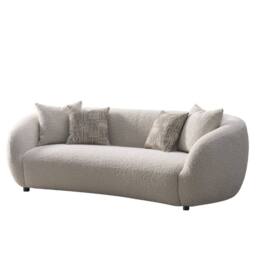 HOME LUXE INTERIOR Milano 3-Seater Cream Bouclé Sofa - Modern Curved Design with Pillows - thumbnail 2