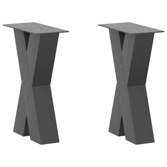 Berkfield Home Coffee Table Legs X-Shaped 2 pcs Anthracite 28x(42-43) cm Steel - image 1