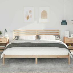 Berkfield Home with Headboard Brown 200 x 210 cm Solid pine wood in Natural - thumbnail 4