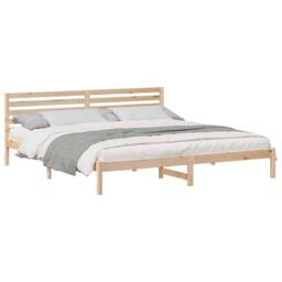 Berkfield Home with Headboard Brown 200 x 210 cm Solid pine wood in Natural - thumbnail 3