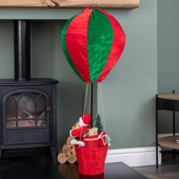 Samuel Alexander 1m Large Red & Green Santa's Hot Air Balloon Hanging Decoration - thumbnail 7