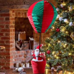 Samuel Alexander 1m Large Red & Green Santa's Hot Air Balloon Hanging Decoration - thumbnail 4