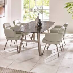 Cheshire Lorenza Premium Beige Faux Leather Swivel Dining Chairs - Set of 2 - thumbnail 7