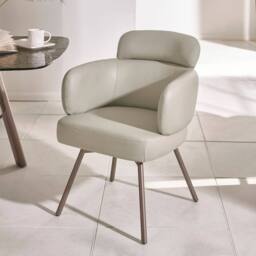 Cheshire Lorenza Premium Beige Faux Leather Swivel Dining Chairs - Set of 2 - thumbnail 3