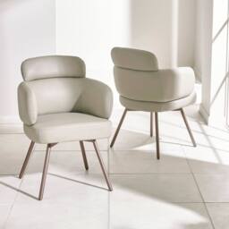 Cheshire Lorenza Premium Beige Faux Leather Swivel Dining Chairs - Set of 2 - thumbnail 4