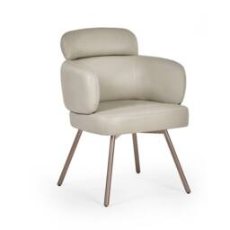 Cheshire Lorenza Premium Beige Faux Leather Swivel Dining Chairs - Set of 2 - thumbnail 1
