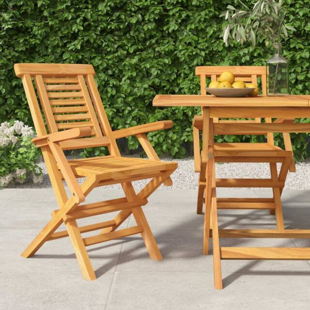 Berkfield Home Folding Garden Chairs 2 pcs 56x63x90 cm Solid Wood Teak in Brown - Size: 56 x 63 x 90 cm - image 1