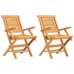 Berkfield Home Folding Garden Chairs 2 pcs 56x63x90 cm Solid Wood Teak in Brown - Size: 56 x 63 x 90 cm - thumbnail 2