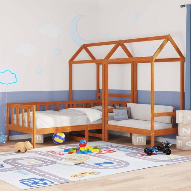 Berkfield Home Day Bed Set Wax Brown 90 x 200 cm Solid Pine Wood - image 1