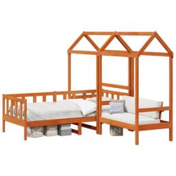Berkfield Home Day Bed Set Wax Brown 90 x 200 cm Solid Pine Wood - thumbnail 2