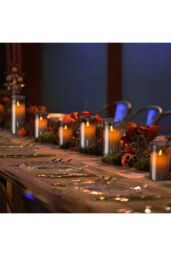 Living and Home 3Pcs Smoke Grey Glass Flameless LED Candles Realistic Swaying Flame Pillar Candles w/ Remote Control & Timer for Wedding Christmas - thumbnail 3