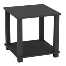 EONLION 2 Tier S-Tube End Table Black Wood Bedside Nightstand With Storage Shelf - thumbnail 1