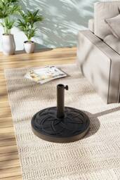 H&O Direct Woven Pattern Concrete-Filled Patio Umbrella Stand in Black