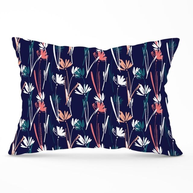 Warren Reed - Designer Hand Drawn Wild Flowers Cushions in Blue - Size: 45 cm x 45 cm - image 1