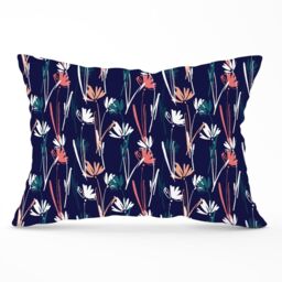 Warren Reed - Designer Hand Drawn Wild Flowers Cushions in Blue - Size: 45 cm x 45 cm - thumbnail 1