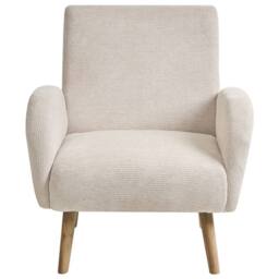 Wyld and Coco Wide Armchair Beige Water-Repellent Fabric Rubberwood Legs - thumbnail 3