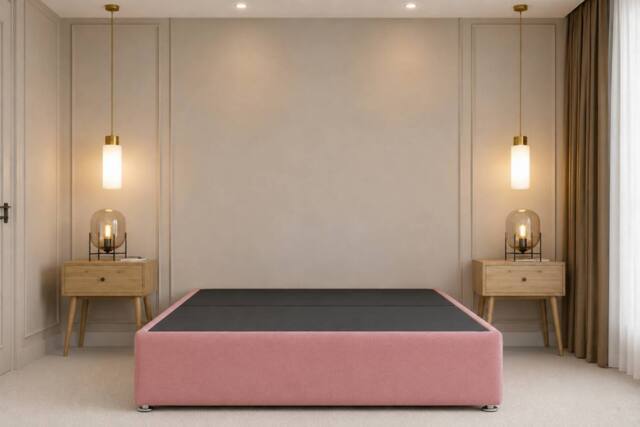 Chester & Oakley Alure Plush Divan Bed Base With No Drawers in Pink - Size: King - image 1