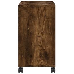 Berkfield Home Side Table with Wheels Smoked Oak 50x30x55 cm Engineered Wood in Brown - Size: 50 x 30 x 55 cm - thumbnail 6