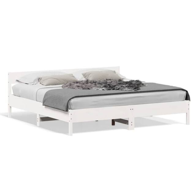 Berkfield Home Bed Frame without Mattress White 180x200 cm Super King Solid Wood Pine - image 1