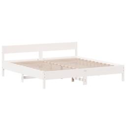 Berkfield Home Bed Frame without Mattress White 180x200 cm Super King Solid Wood Pine - thumbnail 3