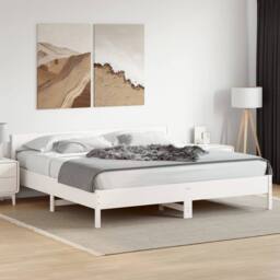 Berkfield Home Bed Frame without Mattress White 180x200 cm Super King Solid Wood Pine - thumbnail 2