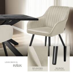 tectake Dining Chair Marilyn Per Piece - Cream/Black in Cream - Size: 1 Pack - thumbnail 4
