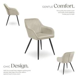 tectake Dining Chair Marilyn Per Piece - Cream/Black in Cream - Size: 1 Pack - thumbnail 3