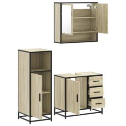 Berkfield Home 3 Piece Bathroom Furniture Set Sonoma Oak Engineered Wood in Light Tan - thumbnail 6