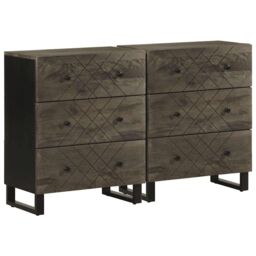 Berkfield Home Sideboards 2 pcs Black 60x33x75 cm Solid Wood Mango - Size: 60 x 33 x 75 cm - thumbnail 1