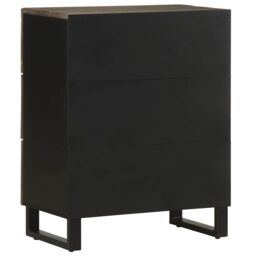 Berkfield Home Sideboards 2 pcs Black 60x33x75 cm Solid Wood Mango - Size: 60 x 33 x 75 cm - thumbnail 6