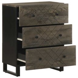Berkfield Home Sideboards 2 pcs Black 60x33x75 cm Solid Wood Mango - Size: 60 x 33 x 75 cm - thumbnail 3