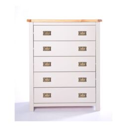 Cabinet Bits Argenta 5 Drawer Chest of Drawers Bras Drop Handle in Light Grey - thumbnail 1