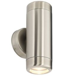 Loops 4 PACK Up & Down Twin Outdoor Wall Light - 2 x 7W GU10 LED - Stainless Steel in Metallics - thumbnail 3