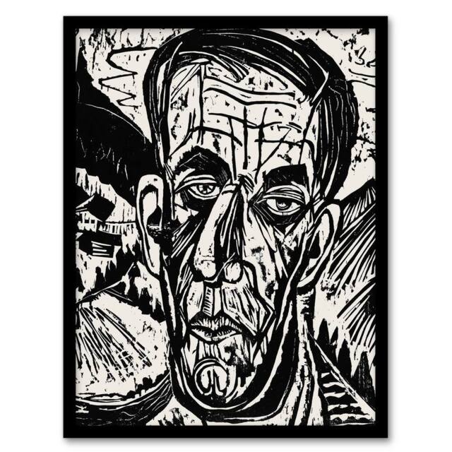 Artery8 Head of Van de Velde Ernst Ludwig Kirchner Framed Wall Art Print in White - Size: A3 - image 1