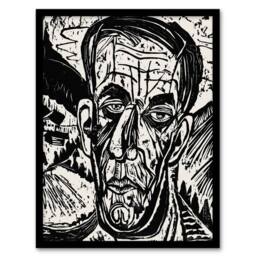 Artery8 Head of Van de Velde Ernst Ludwig Kirchner Framed Wall Art Print in White - Size: A3 - thumbnail 1
